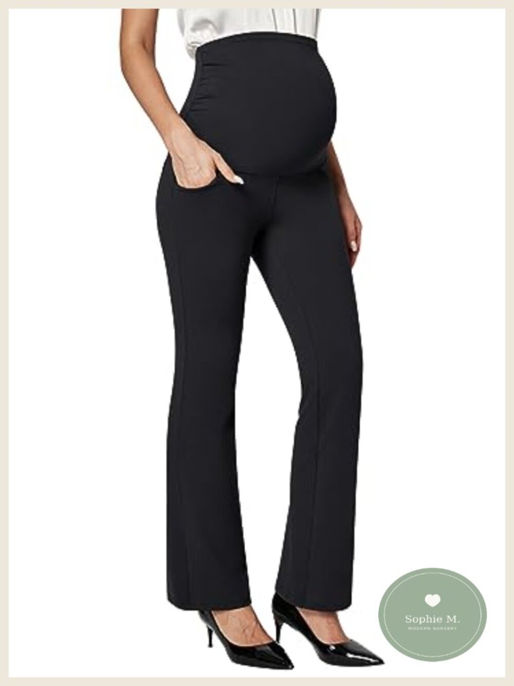 Maternity Work Pants Over The Belly High Rise with Pockets